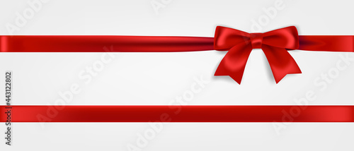 Red ribbon and bow realistic illustration