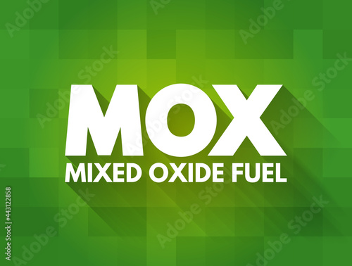 MOX - mixed oxide fuel acronym, abbreviation concept background