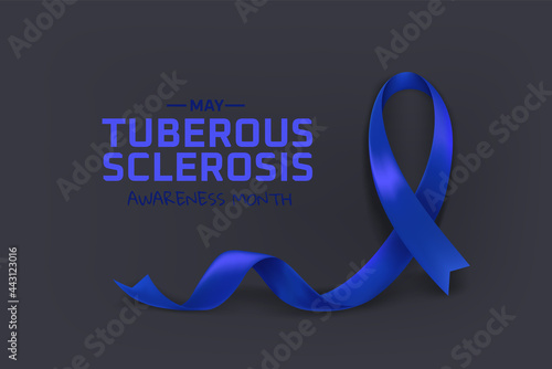 Tuberous sclerosis awareness month. Blue ribbon