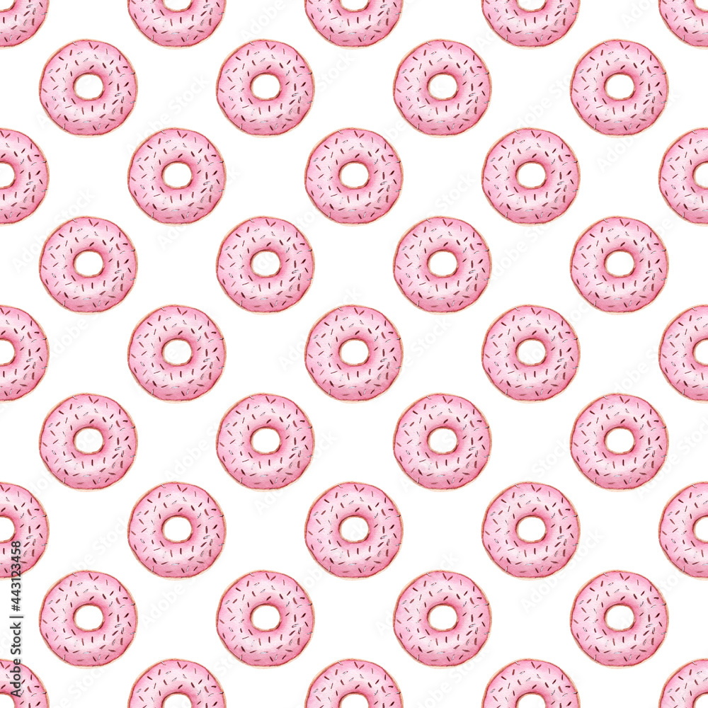 Bakery donuts watercolor clipart. Summer digital paper.