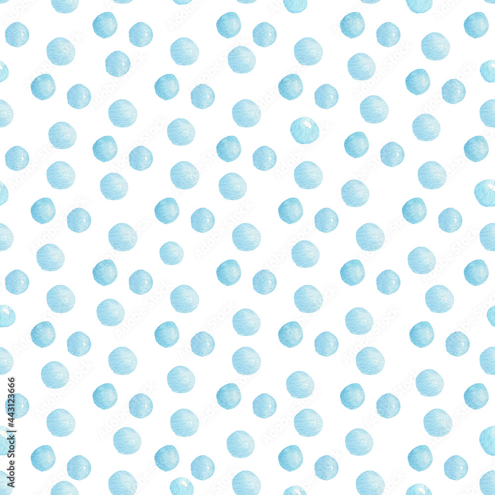 Watercolor blue candy drops seamless pattern digital paper. Digital background.