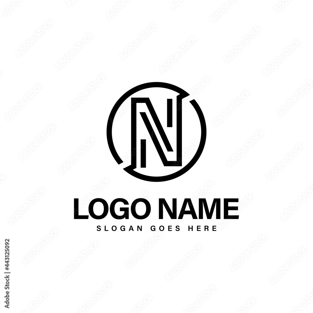 Linear letter mark n logo design isolated on white background Linear letter mark n logo design isolated on white background