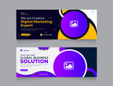 Digital marketing & Business promotion Facebook cover web template design Set