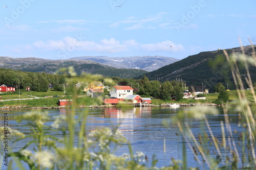 landscape with sky, mountains and fjord - Saltstraumen