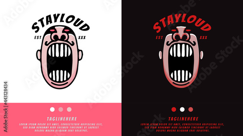 retro man screaming with stay loud typography. illustration for t shirt, poster, logo, sticker, or apparel merchandise.