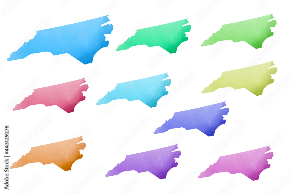 Political divisions of the US. Watercolor patriotic clip art. State North Carolina