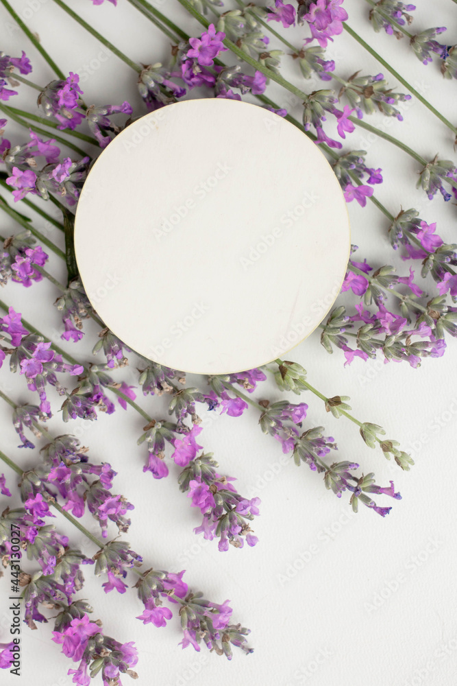 card mockup with lavender and envelope. invitation in minimalist style with flowers card mockup with lavender and envelope. invitation in minimalist style with flowers