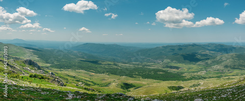 Panorama of Otric village and surrounding area.View from Postak peek. Lika Croatia.