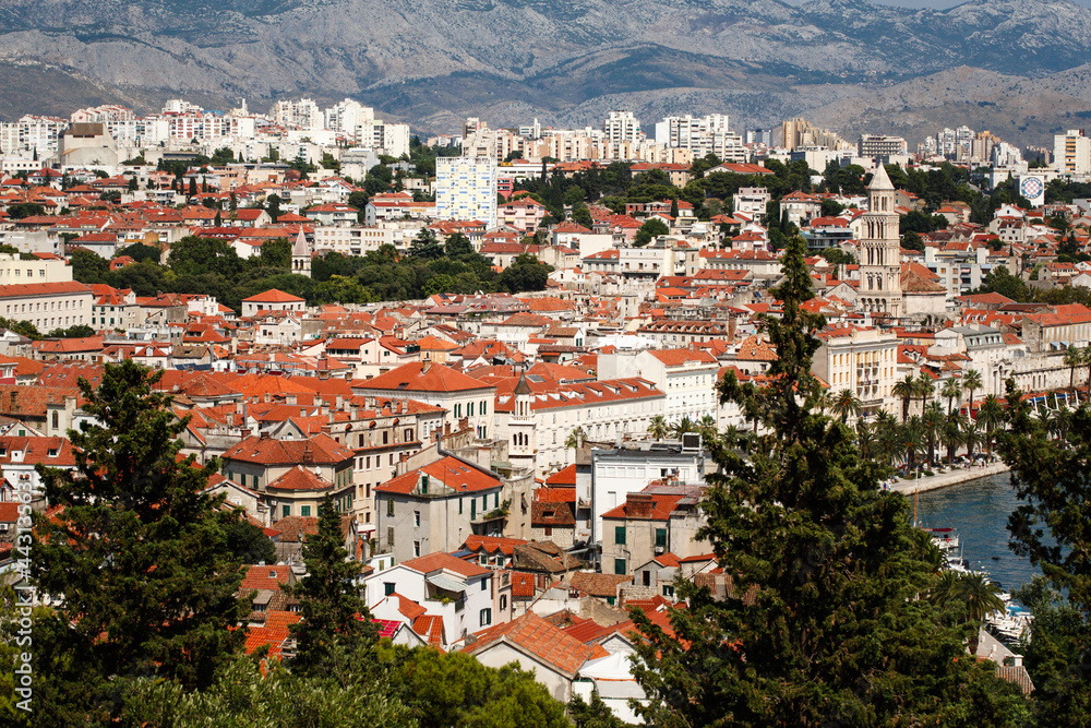 Touristic panoramic view on Split city, Croatia, from the observation point