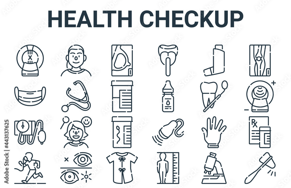 linear pack of health checkup line icons. linear vector icons set such ...