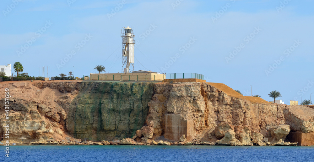 View from the sea at the lighthouse port of Sharm el Sheikh. Egypt