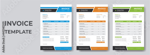 Minimal Corporate Business Invoice design template vector illustration bill form price invoice. Creative invoice template vector. business stationery design payment agreement design template