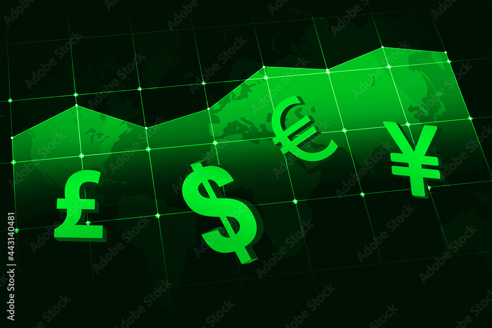 Φωτογραφία Modern and Futuristic Economy Concept Graph and Background with Currency Icons