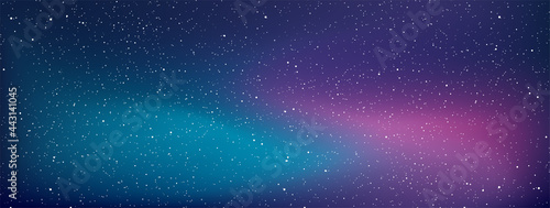 Astrology horizontal star universe background. The night with nebula in the cosmos. Milky way galaxy in the infinity space. Starry night with shiny stars in the gradient sky. Vector illustration.