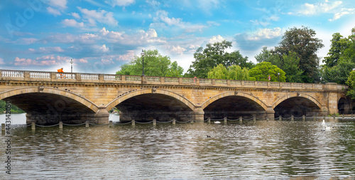 The Serpentine Bridge spanning the lake, it was built in the 1820's to allow carriages to pass from Hyde Park to Kensington Park