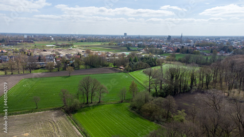 Aerial photo of the farmfields in Flanders, Belgium. High quality photo