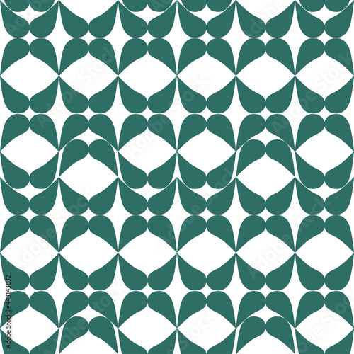 Vector simple geometric seamless pattern green ornament on white background