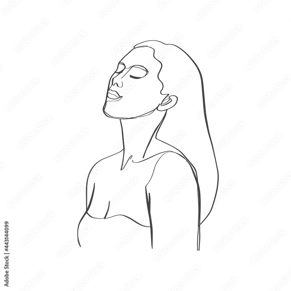 One line art female portrait. Vector illustration One line art female portrait. Vector illustration