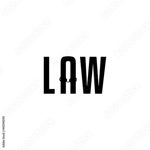 Lawyer spelling and handcuffs. vector symbol