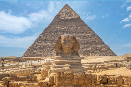 The Great Sphinx and the Piramids, famous Wonder of the World, Giza, Egypt