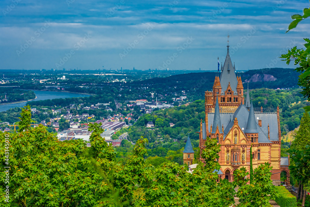 Schloss Drachenburg Castle is a palace in Konigswinter on the Rhine river near the city of Bonn, in Germany Schloss Drachenburg Castle is a palace in Konigswinter on the Rhine river near the city of Bonn, in Germany
