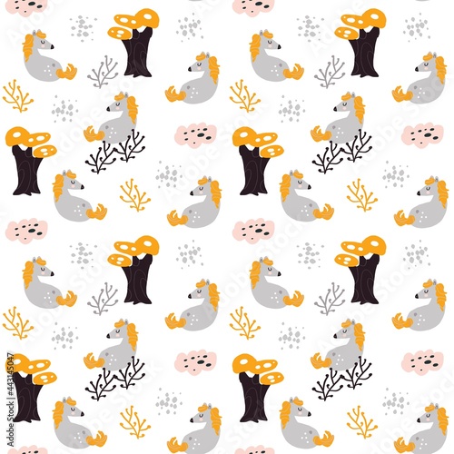 Adorable animals illustration seamless pattern for kids project, fabric, scrapbooking, crafting, invitation and many more.