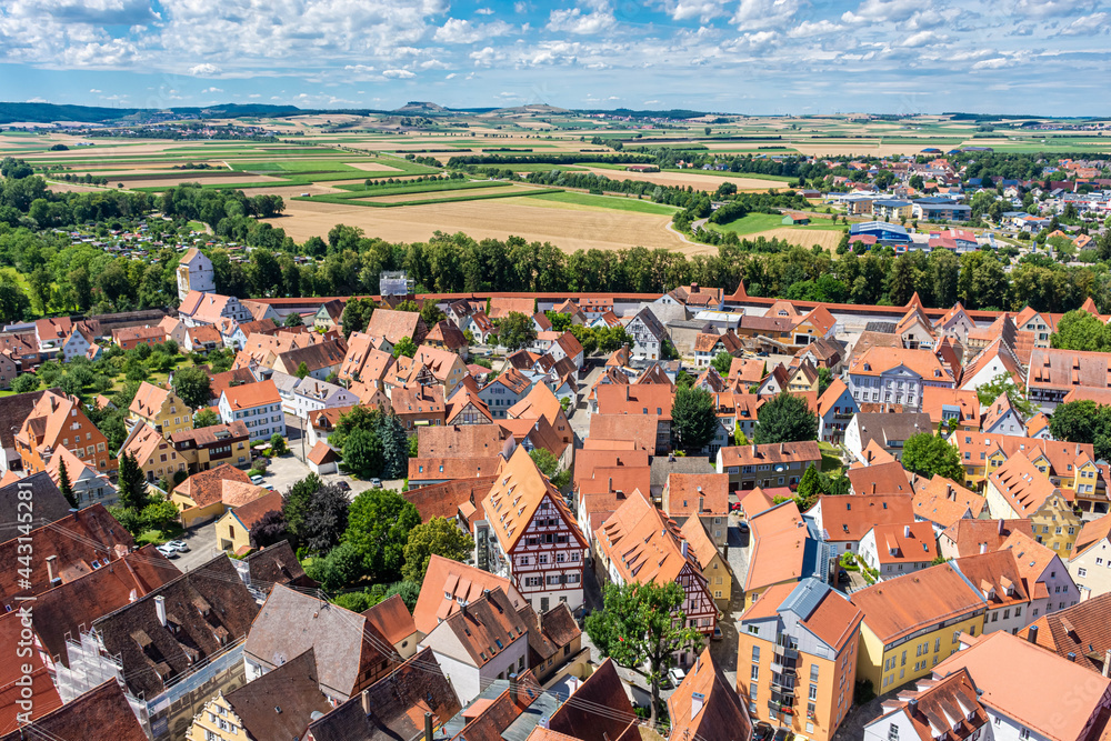 Aerial view of Nordlingen the town inside the walls, Bavaria, Germany Aerial view of Nordlingen the town inside the walls, Bavaria, Germany