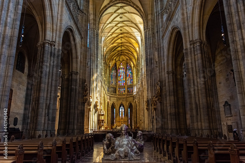 PRAGUE, CZECH REPUBLIC, 31 JULY 2020: interior of the St. Vitus Cathedral