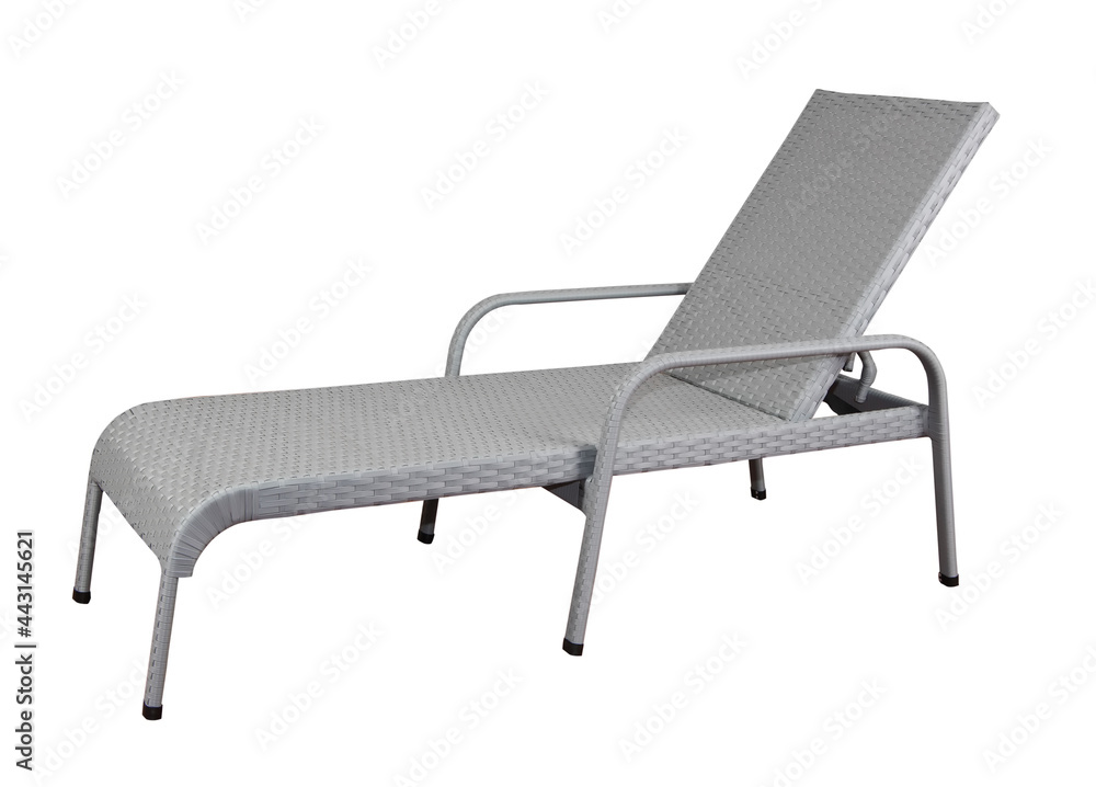 Rattan sun lounger. Wicker garden furniture isolated on white Rattan sun lounger. Wicker garden furniture isolated on white