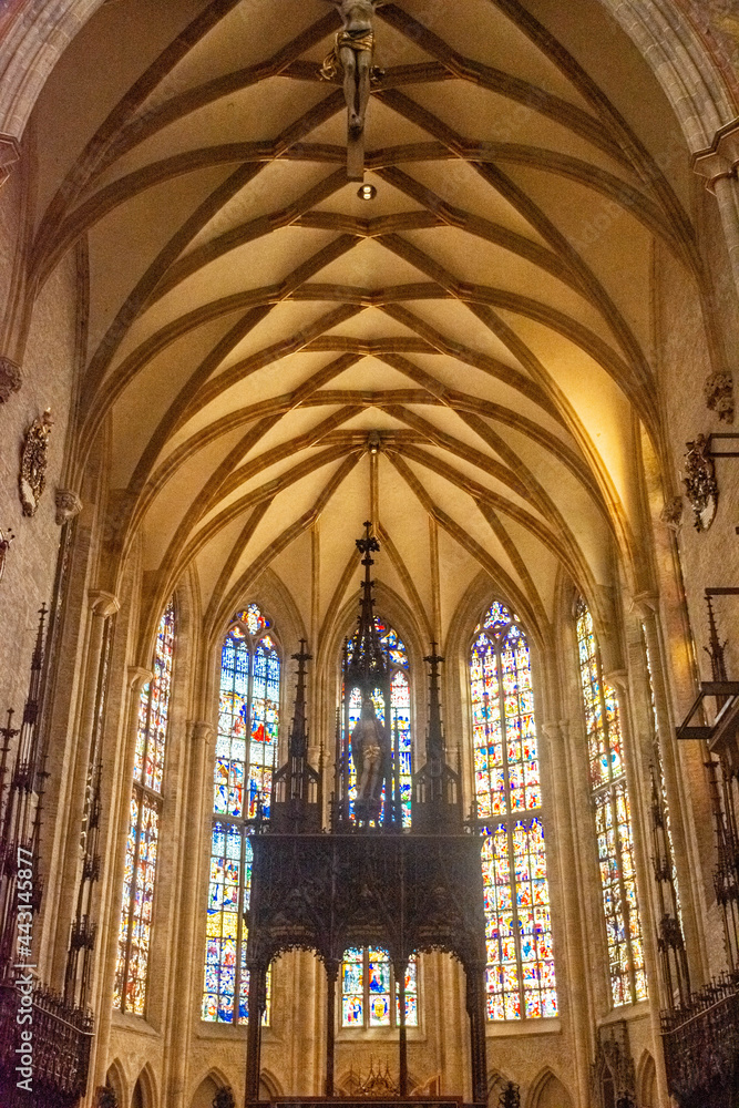 ULM, GERMANY, 7 AUGUST 2020: interior of Ulm Cathedral, the tallest church in the world