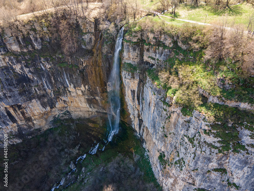 Aerial view of Skaklya Waterfall near village of Zasele  Bulgaria