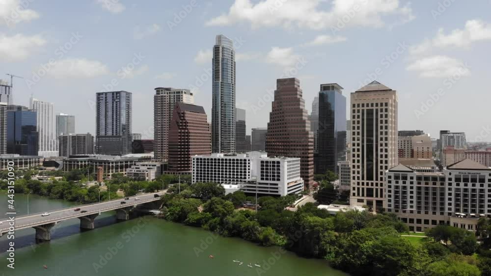 Downtown Austin City Skyline - Aerial Video - Sunny Downtown Austin City Skyline - Aerial Video - Sunny
