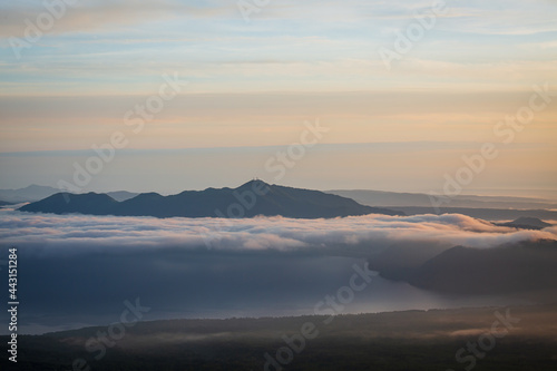 遠くの山並み, 曙, 日の出, カラフルな空