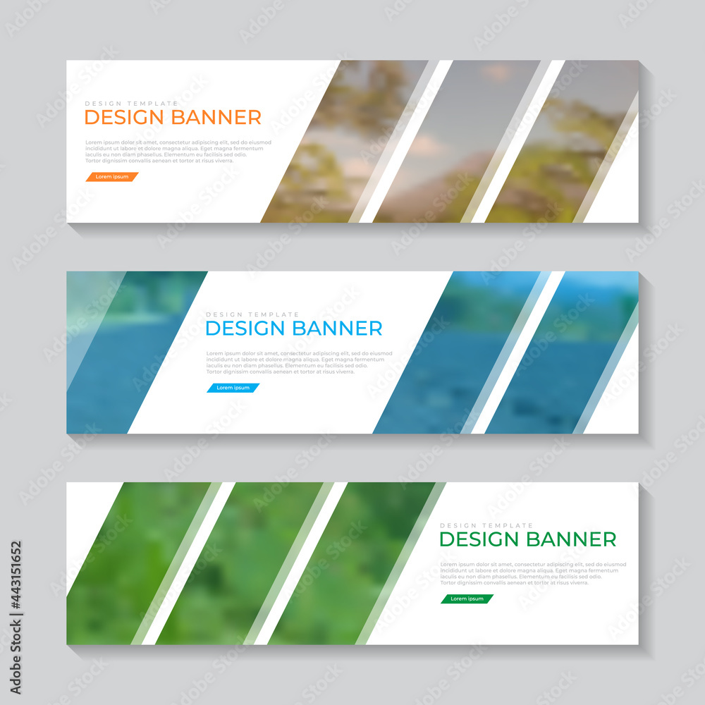 Fototapeta premium Set of horizontal business banner templates. Modern technology design. Vector illustration