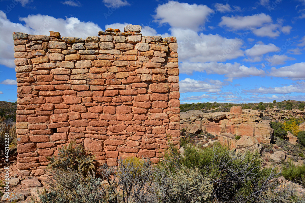    ancient anasazi ruins on a sunny day in  hovenweep national monument, colorado    