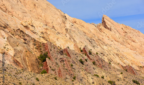 the spectacular colors and rock formations of the san rafael swell, southwest of green river, utah, on a sunny fall day photo