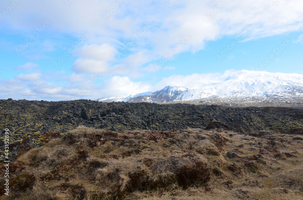 Breathtaking Landscape with Snow Covered Mountains in Iceland