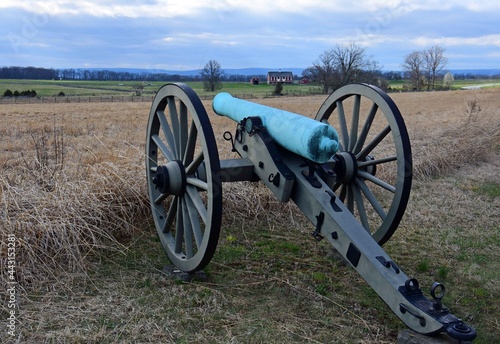 cannon  on hancock  avenue on cemetery ridge on the historical gettysburg battlefield,  pennsylvania photo