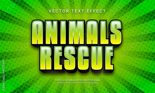 Animals rescue editable text effect with green color theme