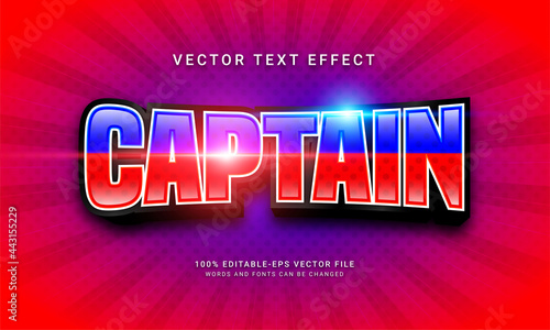 Captain editable text effect with super hero theme