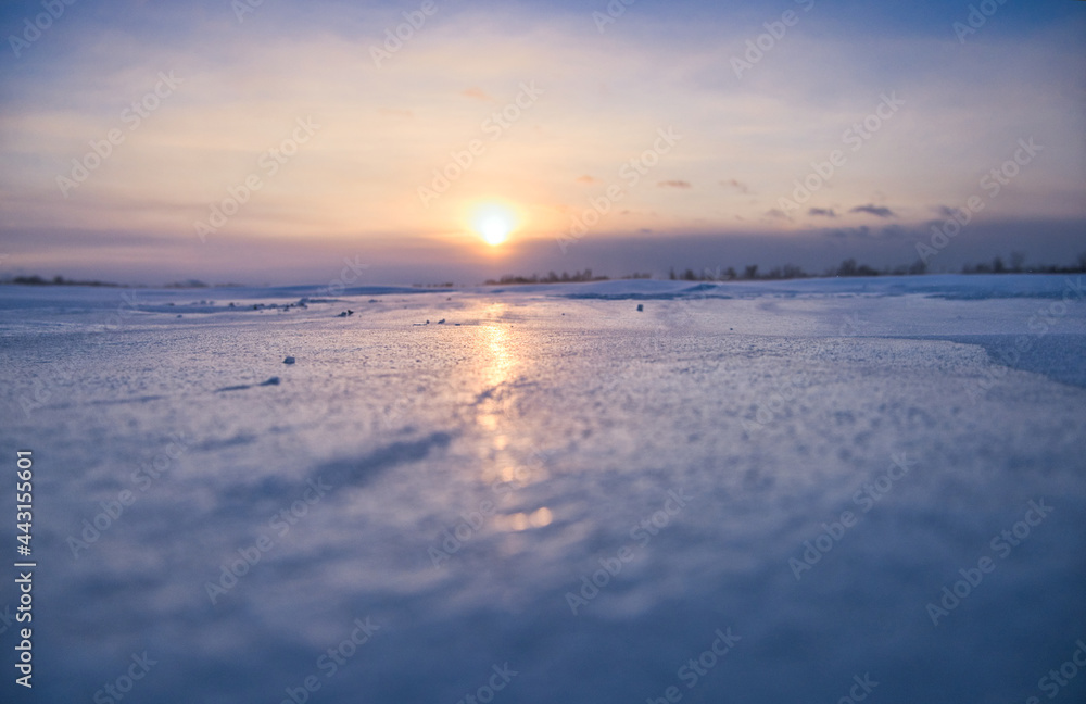 sunset in the snow