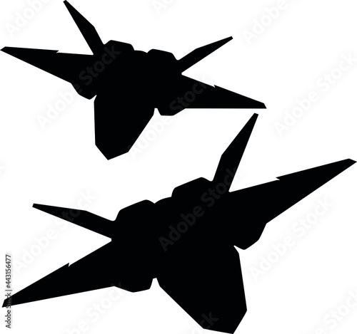 USAF US Air Force army military stealth multirole combat aircraft YF-23 Black Widow II Tactical Fighter plane Jet. Detailed vector illustration realistic silhouette