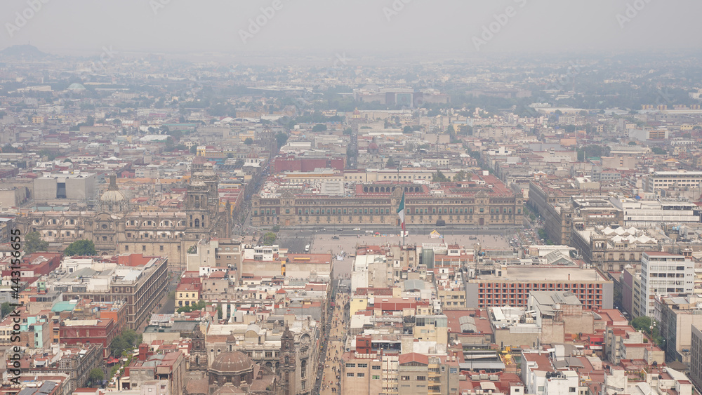 Palacio de Bellas Artes and Historic center of Mexico City seen from Torre Latinoamericana in Mexico.