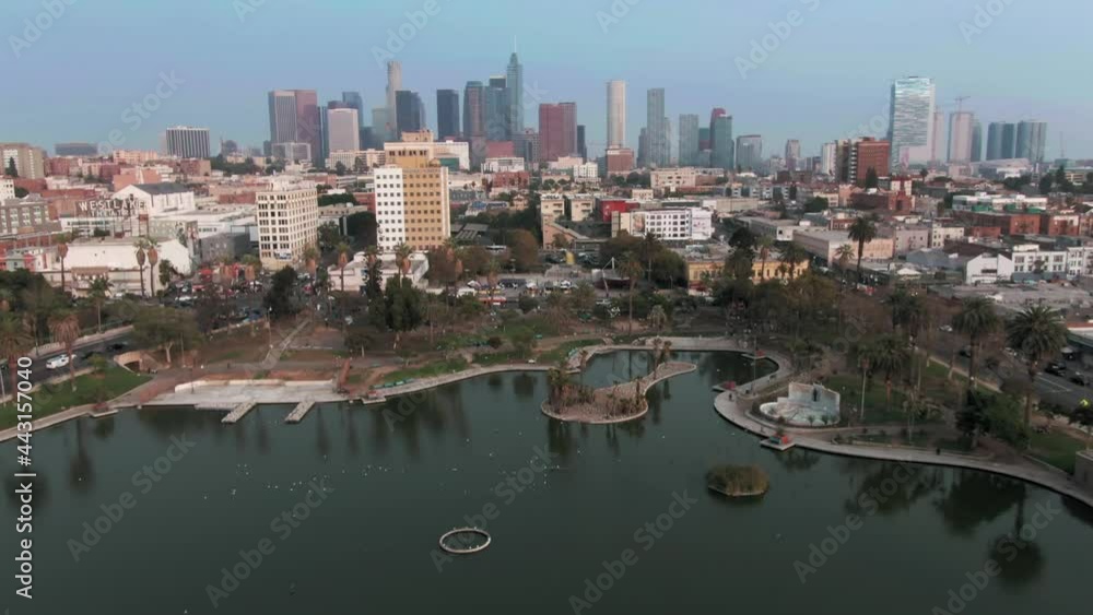 Aerial: MacArthur Park, Westlake, Los Angeles. USA Aerial: MacArthur Park, Westlake, Los Angeles. USA