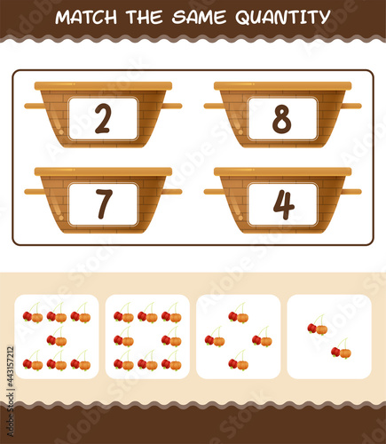 Match the same quantity of pitanga. Counting game. Educational game for pre shool years kids and toddlers