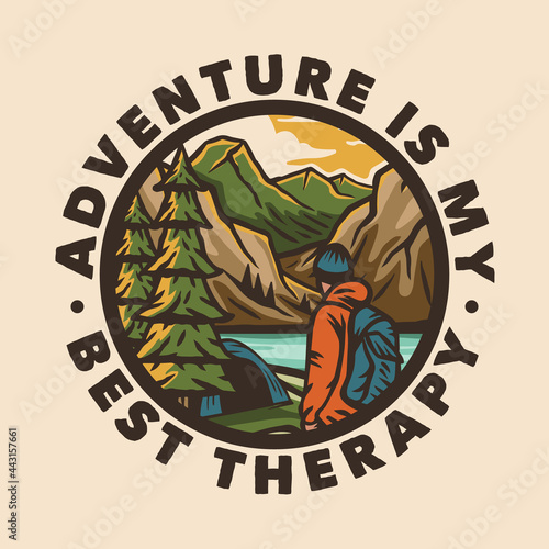 Colorful Adventure outdoor camping badge design