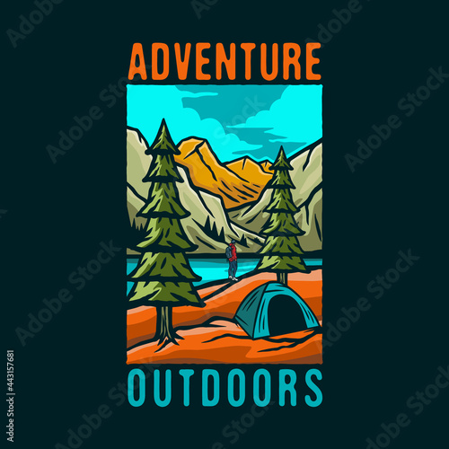 Colorful Adventure outdoor camping badge design