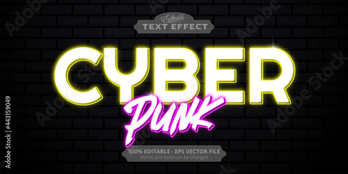 Cyber Punk text effect, neon style editable text effect