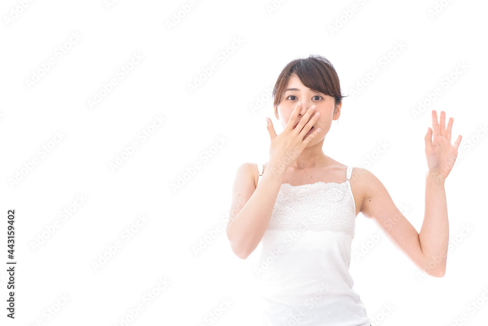 驚く若い女性 驚く若い女性