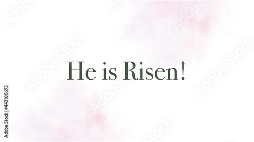 He is risen text animation on watercolor background. Stock video